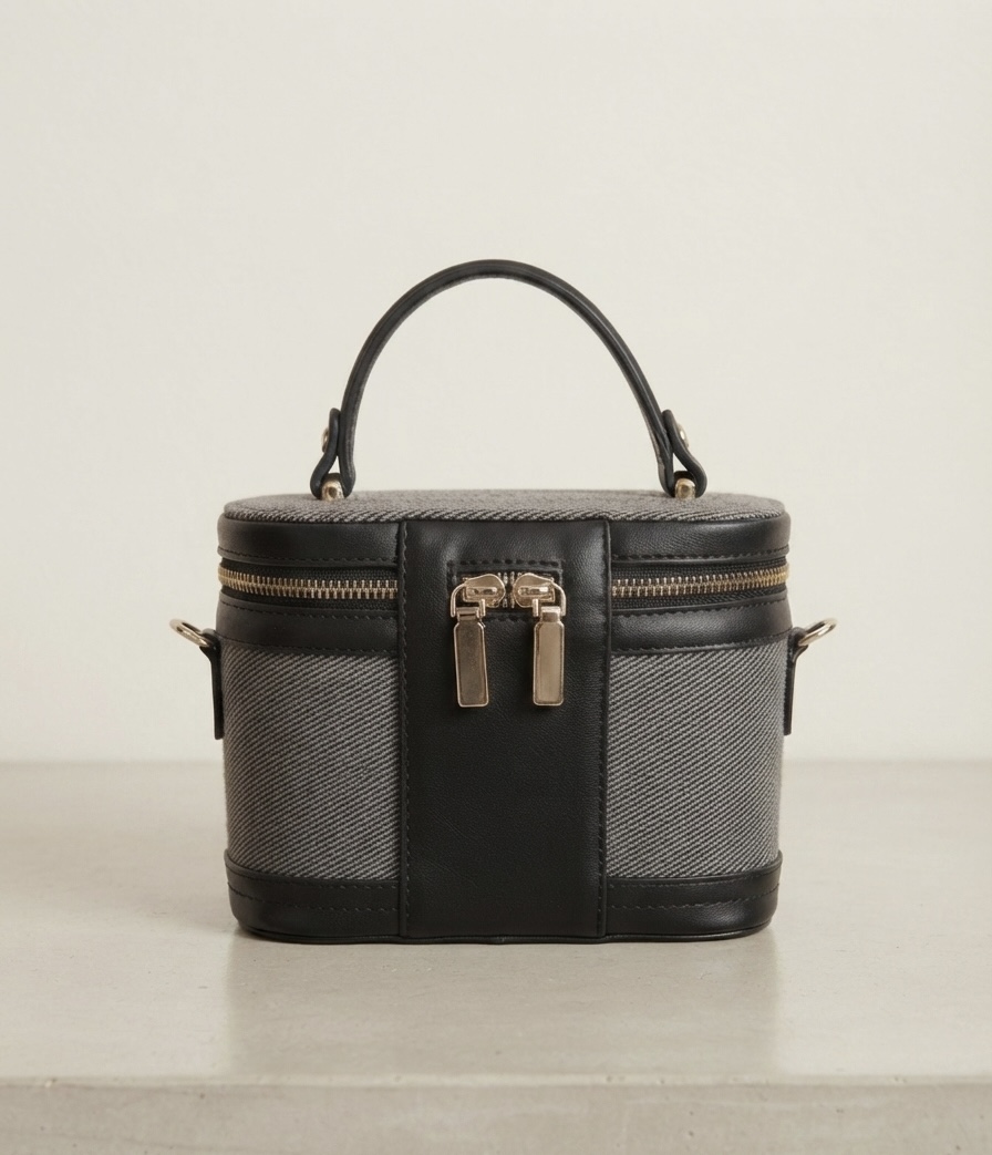Gri & Siyah Kutu (vanity Bag)  Mini Makyaj  Çantası