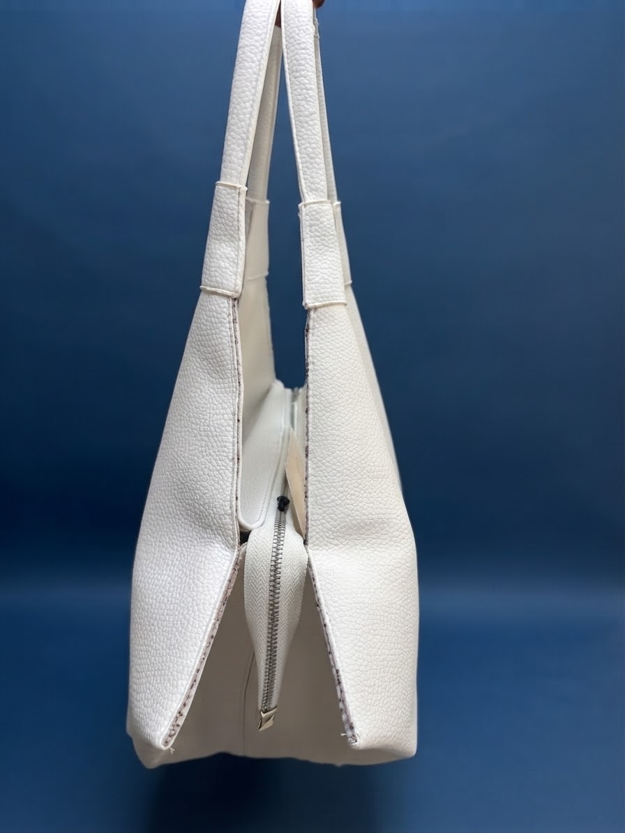 Nas Bag Origami Kesimli Beyaz Deri Çanta